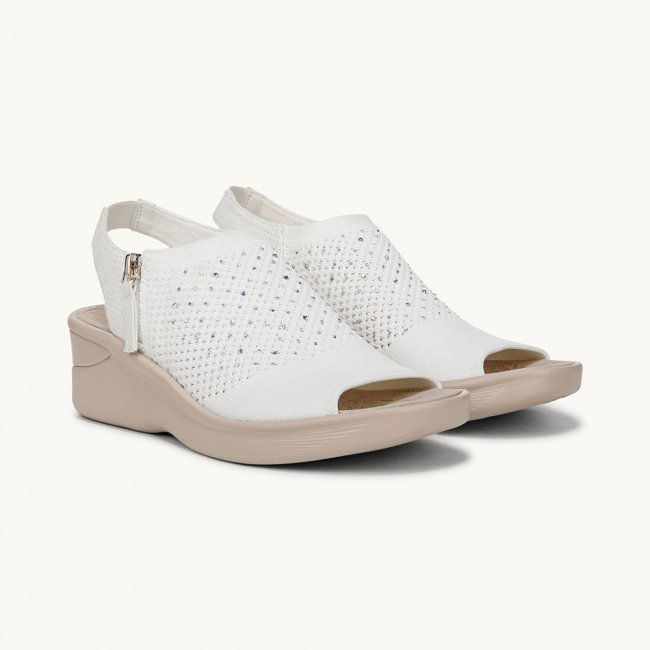 LifeStride Starlet Wedge Sandal - Bright White Knit Fabric