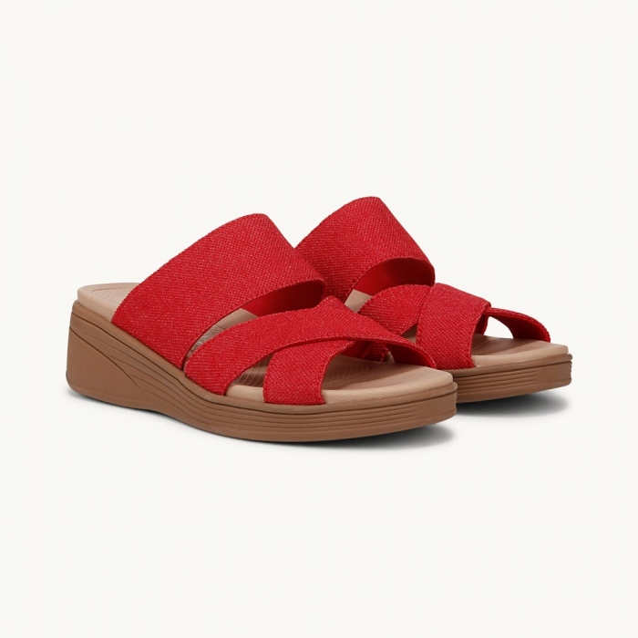 LifeStride Fiona Wedge Sandal - Fire Red Stretch Linen