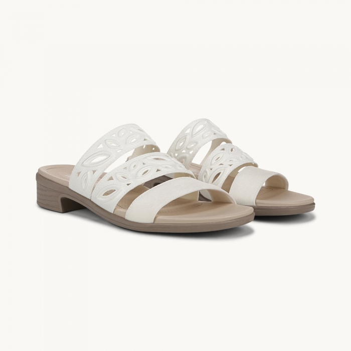 LifeStride Poppy Strappy Sandal - Bright White Shimmer Fabric