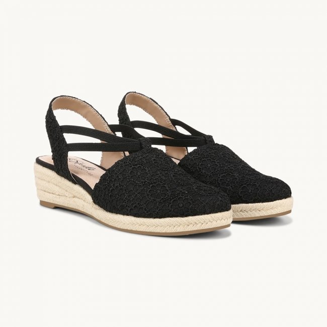 LifeStride Katrina 2 Espradrille Wedge - Black Floral Fabric