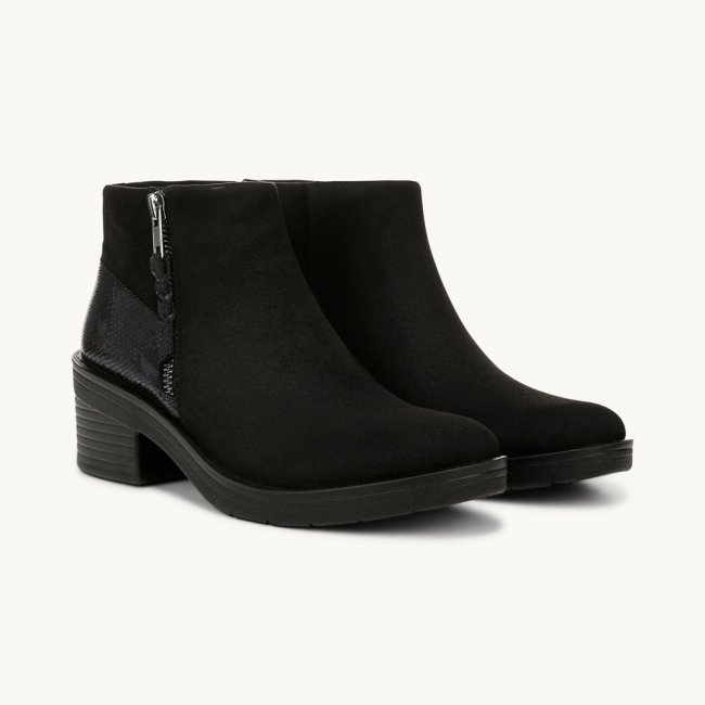 LifeStride Outgoing Ankle Bootie - Black Stretch Microfiber