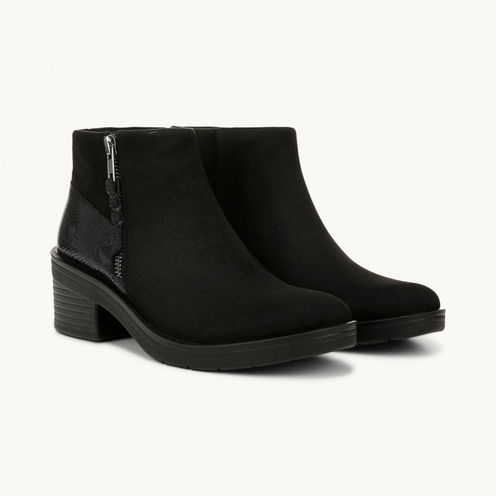 LifeStride Outgoing Ankle Bootie - Black Stretch Microfiber