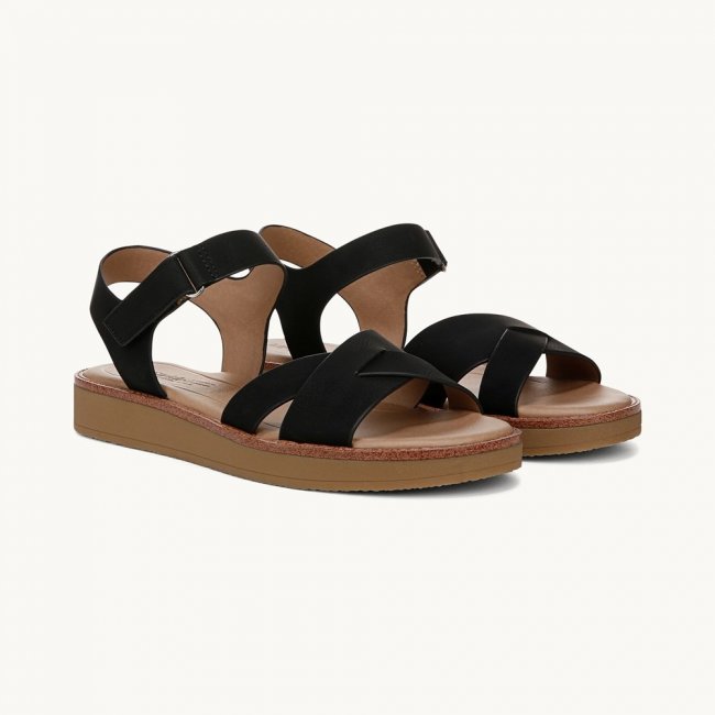 LifeStride Wren Strappy Sandal - Black Faux Leather