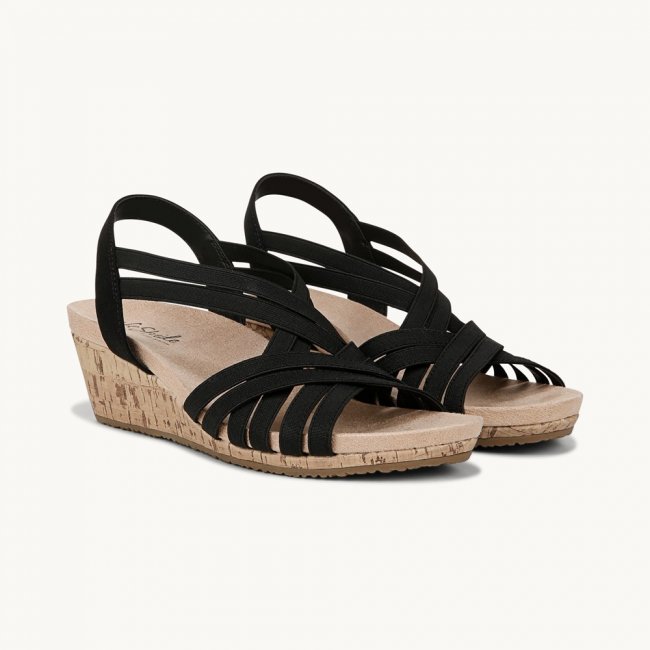 LifeStride Mallory Wedge Sandal - Black Fabric