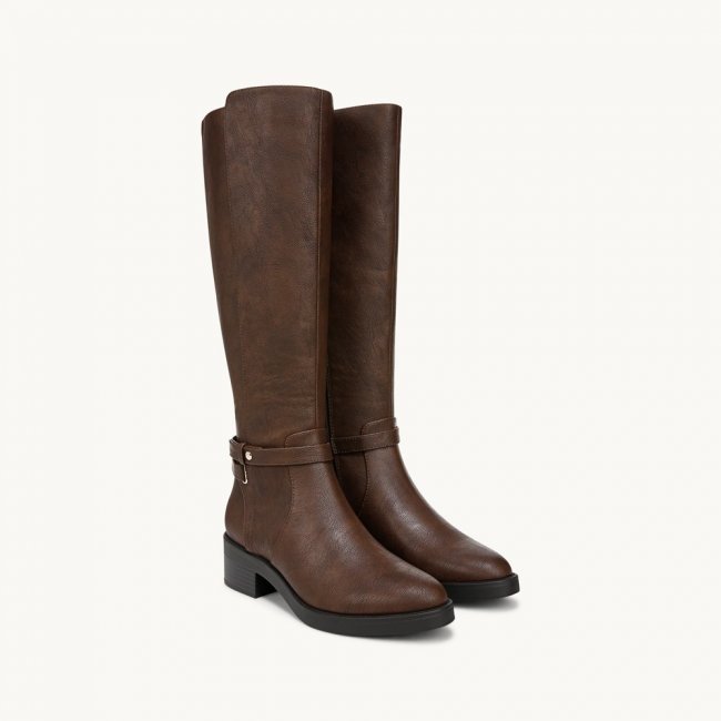 LifeStride Berkley Wide Calf Knee High Boot - Dark Tan Faux Leather