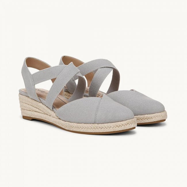 LifeStride Kimball Espadrille Wedge - Cloudy Grey Fabric