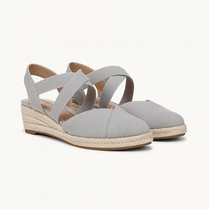 LifeStride Kimball Espadrille Wedge - Cloudy Grey Fabric