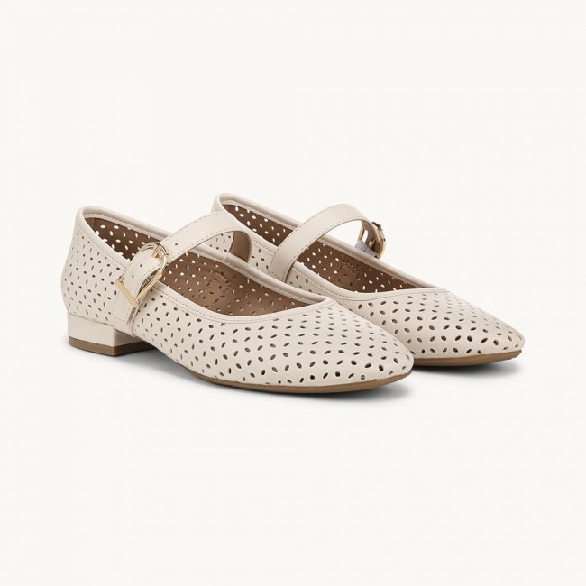 LifeStride Cameo 3 Mary Jane Flat - Cream Faux Leather