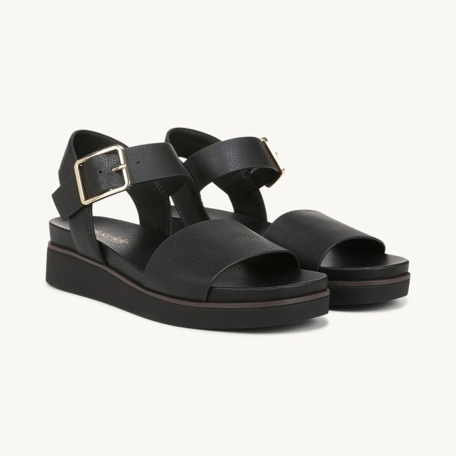 LifeStride Gillian Sandal - Black Faux Leather