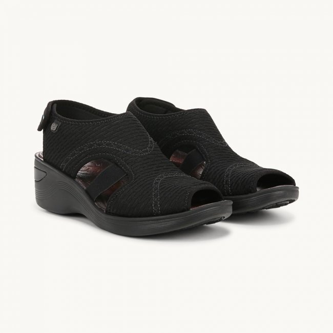 LifeStride Dream Wedge Sandal - Black Fabric