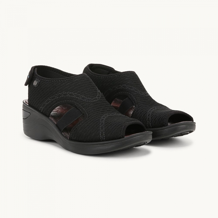 LifeStride Dream Wedge Sandal - Black Fabric