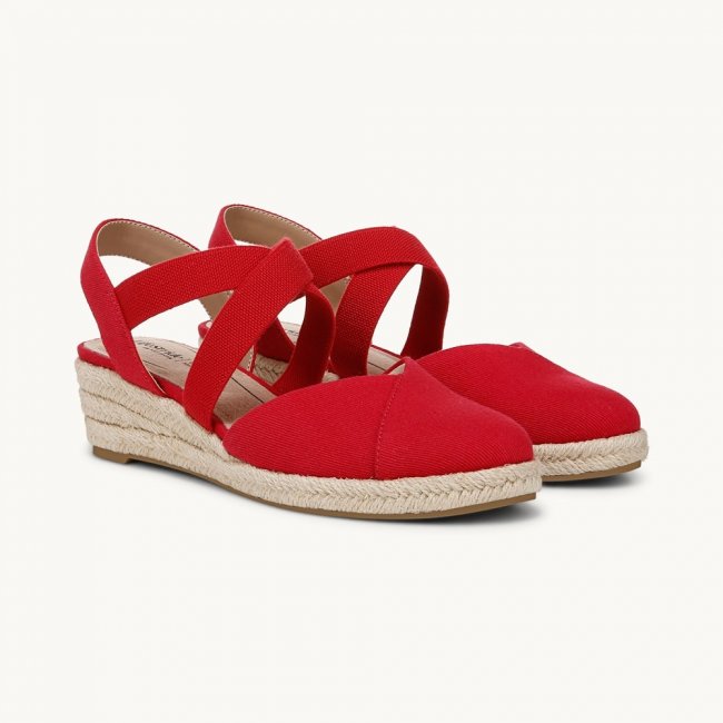 LifeStride Kimball Espadrille Wedge - Fire Red Fabric