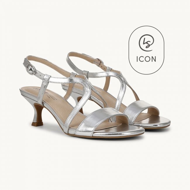 LifeStride Nolita Dress Sandal - Silver Faux Leather