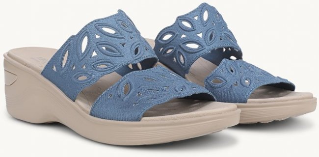 LifeStride Delight Wedge Sandal - Elemental Blue Shimmer Fabric