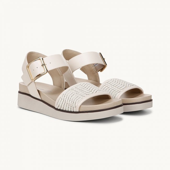 LifeStride Gillian 2 Strappy Sandal - Creme Beige Faux Leather