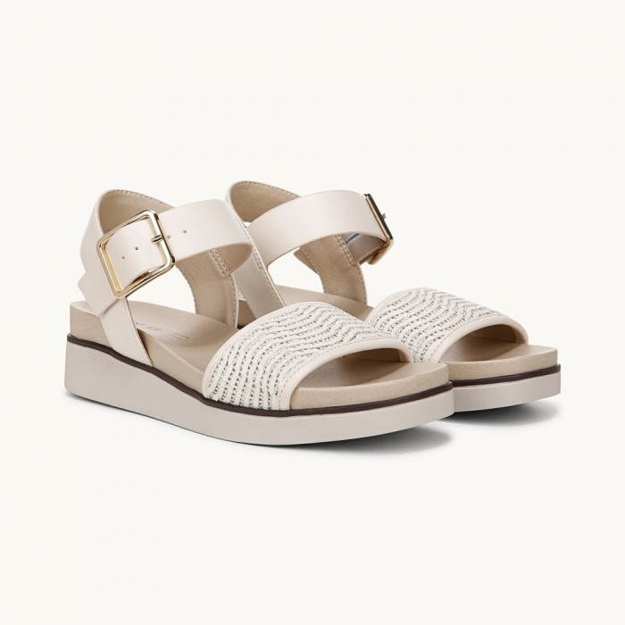 LifeStride Gillian 2 Strappy Sandal - Creme Beige Faux Leather