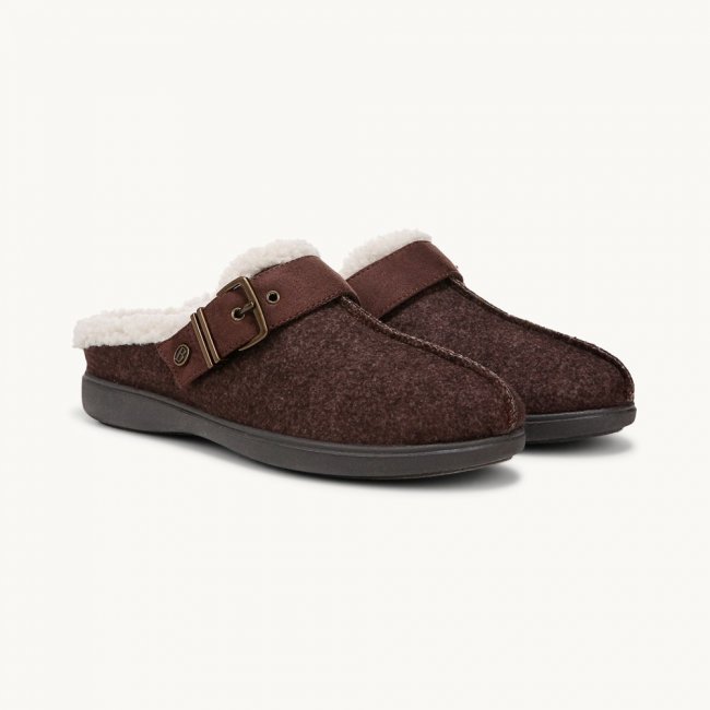LifeStride Eternity Clog - Dark Brown Fleece Fabric