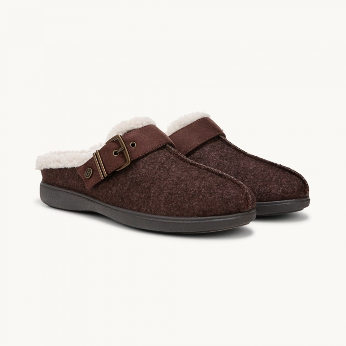 LifeStride Eternity Clog - Dark Brown Fleece Fabric