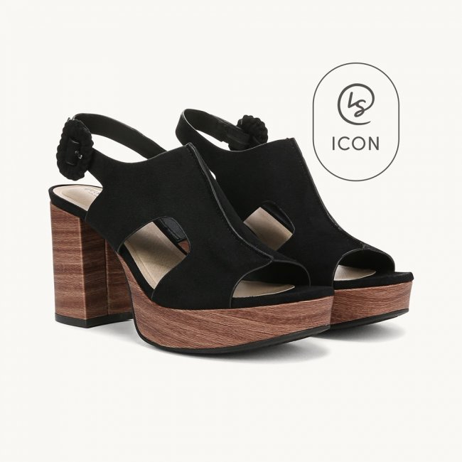 LifeStride Audra Block Heel Sandal - Black Fabric