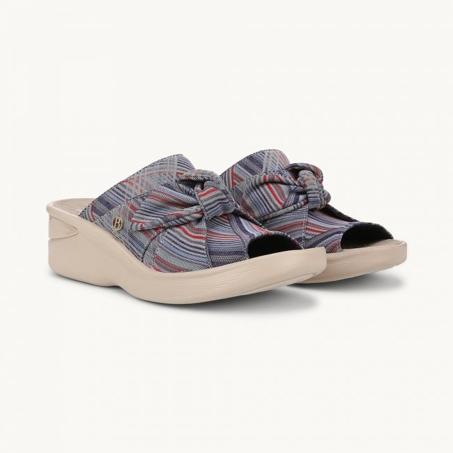 LifeStride Smile Wedge Sandal - Bright Multi Stripe Mesh Fabric
