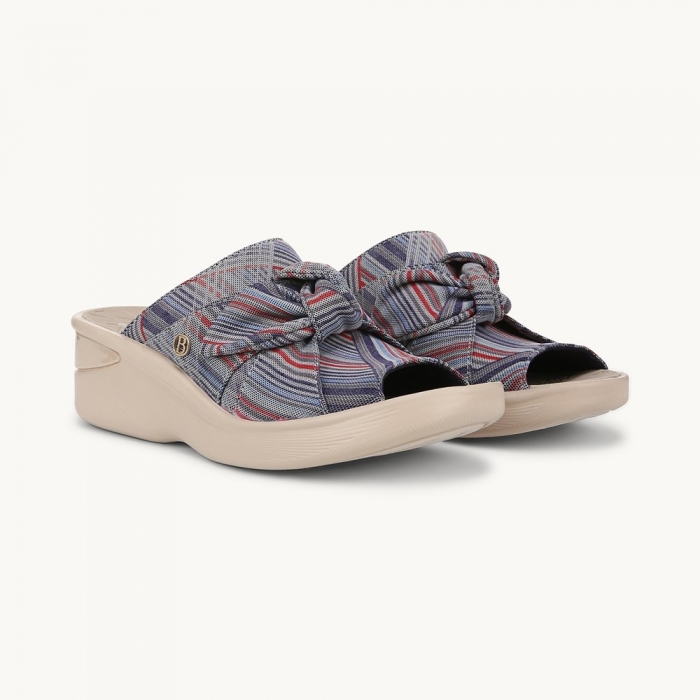 LifeStride Smile Wedge Sandal - Bright Multi Stripe Mesh Fabric