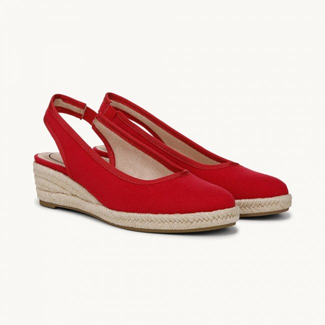 LifeStride Kayden Espadrille Wedge - Fire Red Fabric