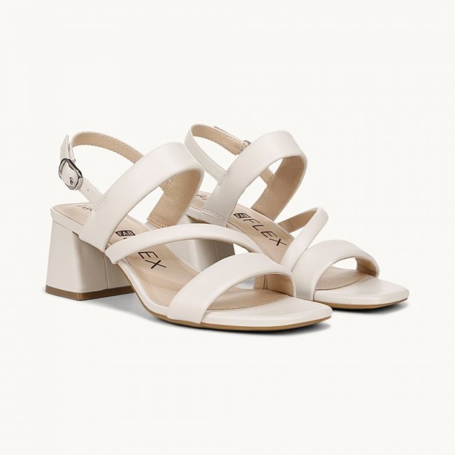 LifeStride Celia Strappy Sandal - Bone White Faux Leather