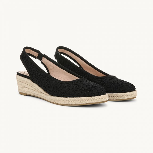 LifeStride Kayden Espadrille Wedge - Black Fabric