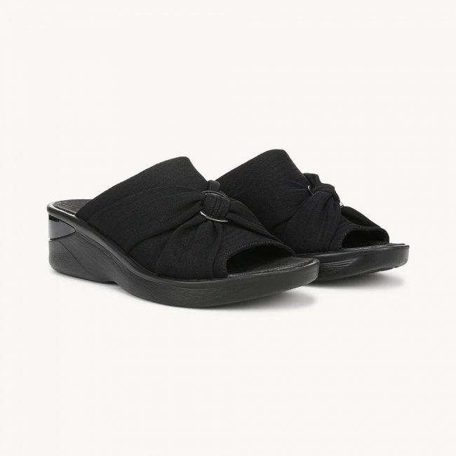 LifeStride Serenade Slide Wedge Sandal - Black Fabric