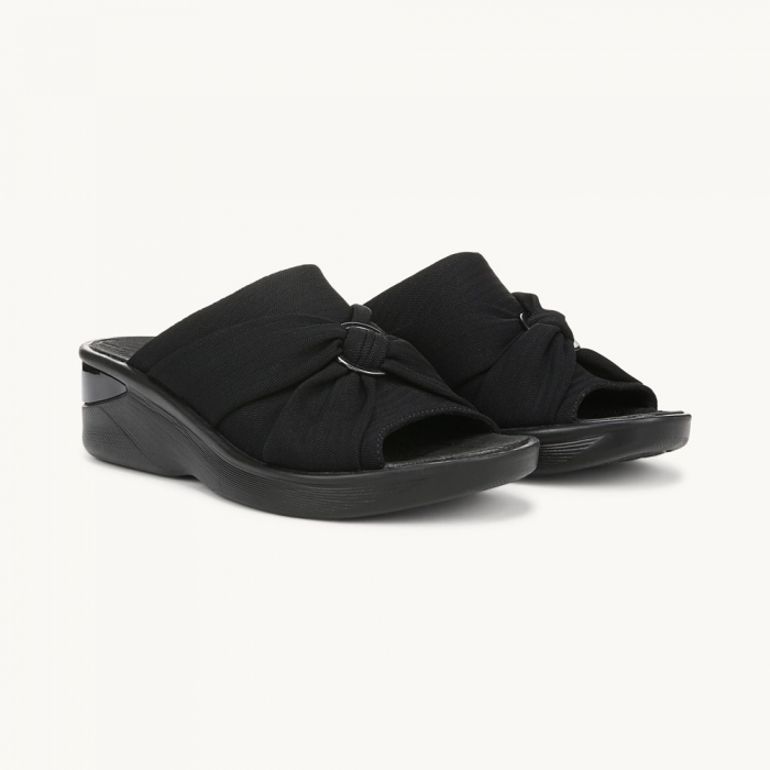 LifeStride Serenade Slide Wedge Sandal - Black Fabric