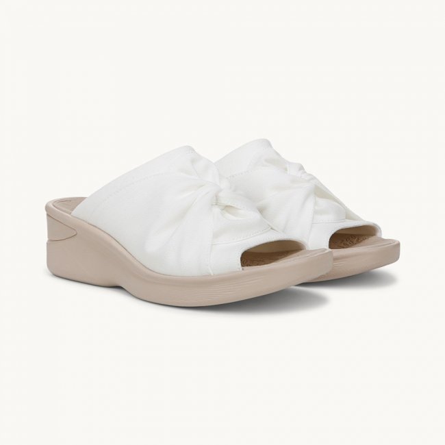 LifeStride Smile 3 Wedge Sandal - Bright White Stretch Fabric