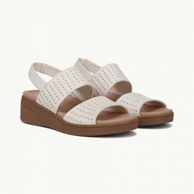 LifeStride Festive Slingback Wedge Sandal - Eggnog Stretch Fabric