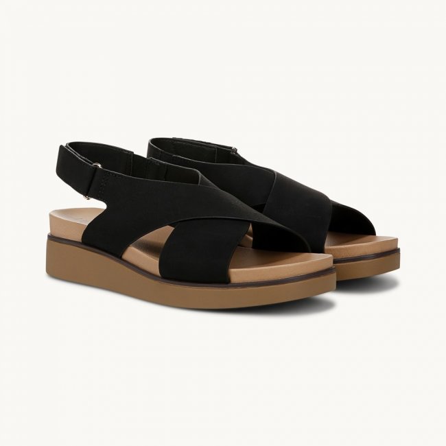 LifeStride Georgina Slingback Sandal - Black Faux Leather