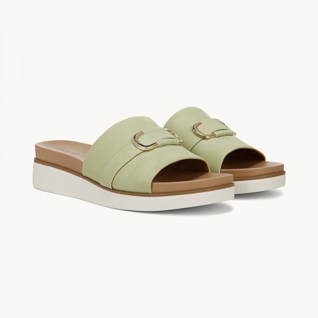 LifeStride Genevieve Flat Sandal - Palm Green Faux Leather