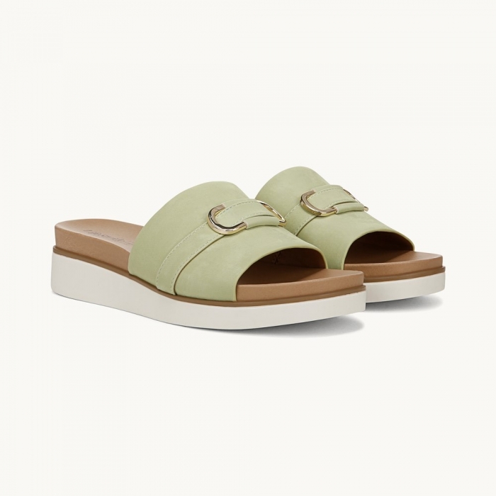 LifeStride Genevieve Flat Sandal - Palm Green Faux Leather