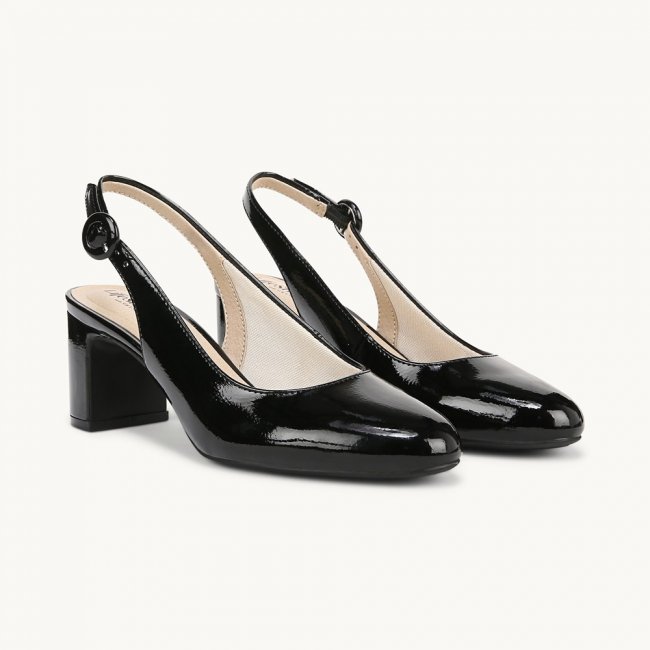 LifeStride Tia Slingback Pump - Black Faux Leather