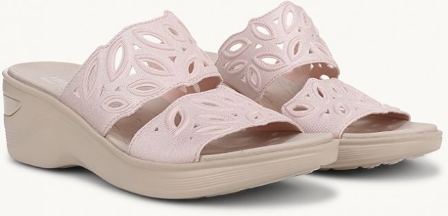 LifeStride Delight Wedge Sandal - Peach Whip Shimmer Fabric