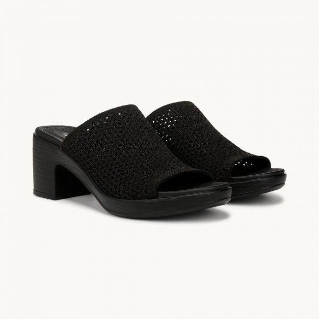 LifeStride Ella Block Heel Sandal - Black Fabric