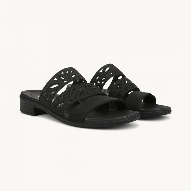 LifeStride Poppy Strappy Sandal - Black Shimmer Fabric