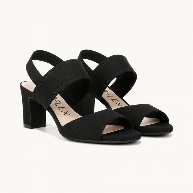 LifeStride Fiona Block Heel Dress Sandal - Black Fabric