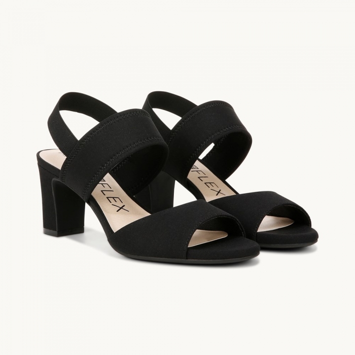 LifeStride Fiona Block Heel Dress Sandal - Black Fabric