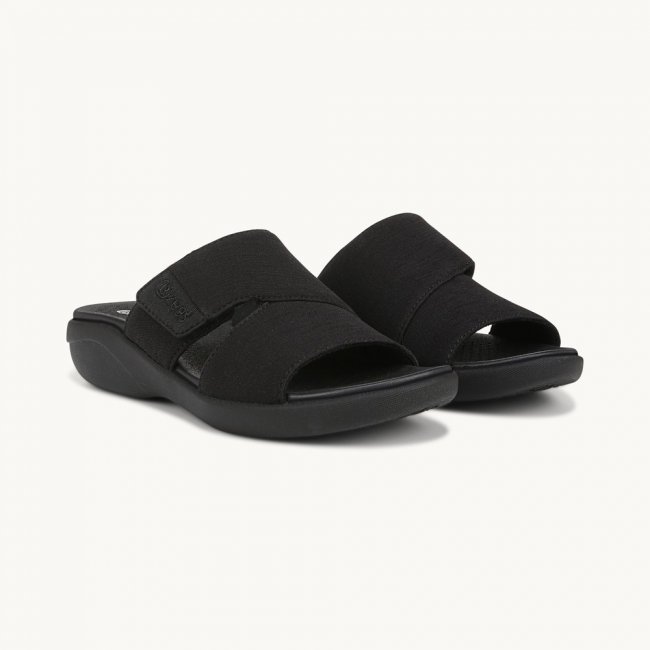 LifeStride Carefree Wedge Sandal - Black Fabric
