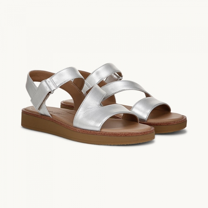 LifeStride Waverly Strappy Sandal - Silver Faux Leather