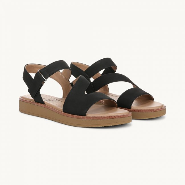 LifeStride Waverly Strappy Sandal - Black Faux Leather