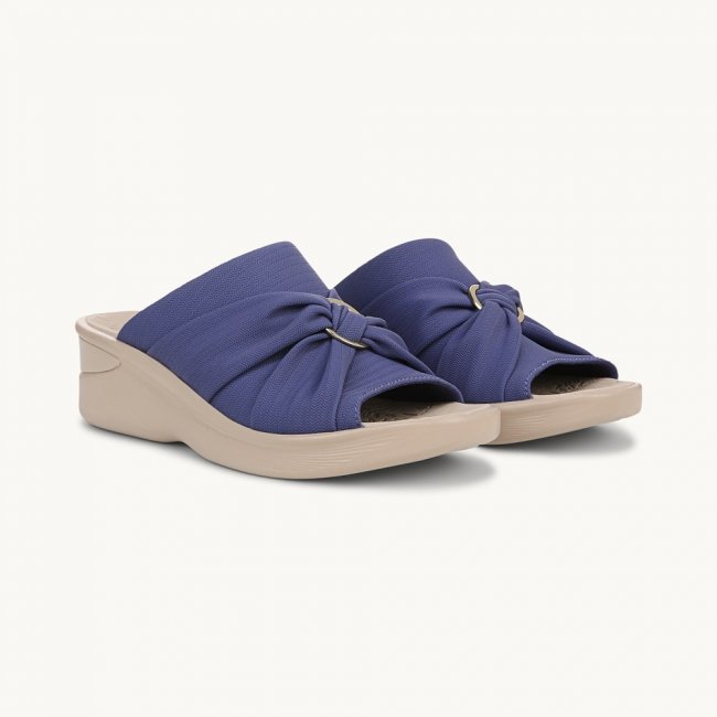 LifeStride Serenade Slide Wedge Sandal - Skipper Blue Stretch Fabric
