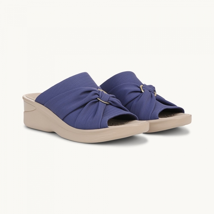 LifeStride Serenade Slide Wedge Sandal - Skipper Blue Stretch Fabric