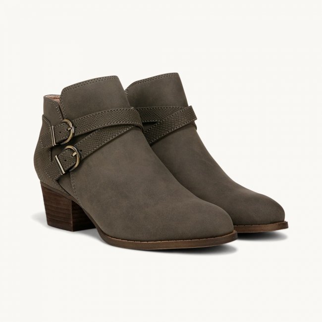 LifeStride Blaire Short Bootie - Dark Grey Faux Leather