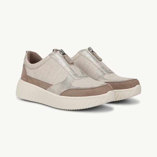 LifeStride Winner Sneaker - Taupe Textured Fabric