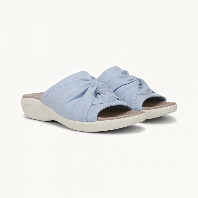 LifeStride Cherish Slide Sandal - Skyway Blue Stretch Fabric