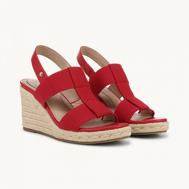 LifeStride Tallulah Espadrille Wedge Sandal - Fire Red Faux Leather